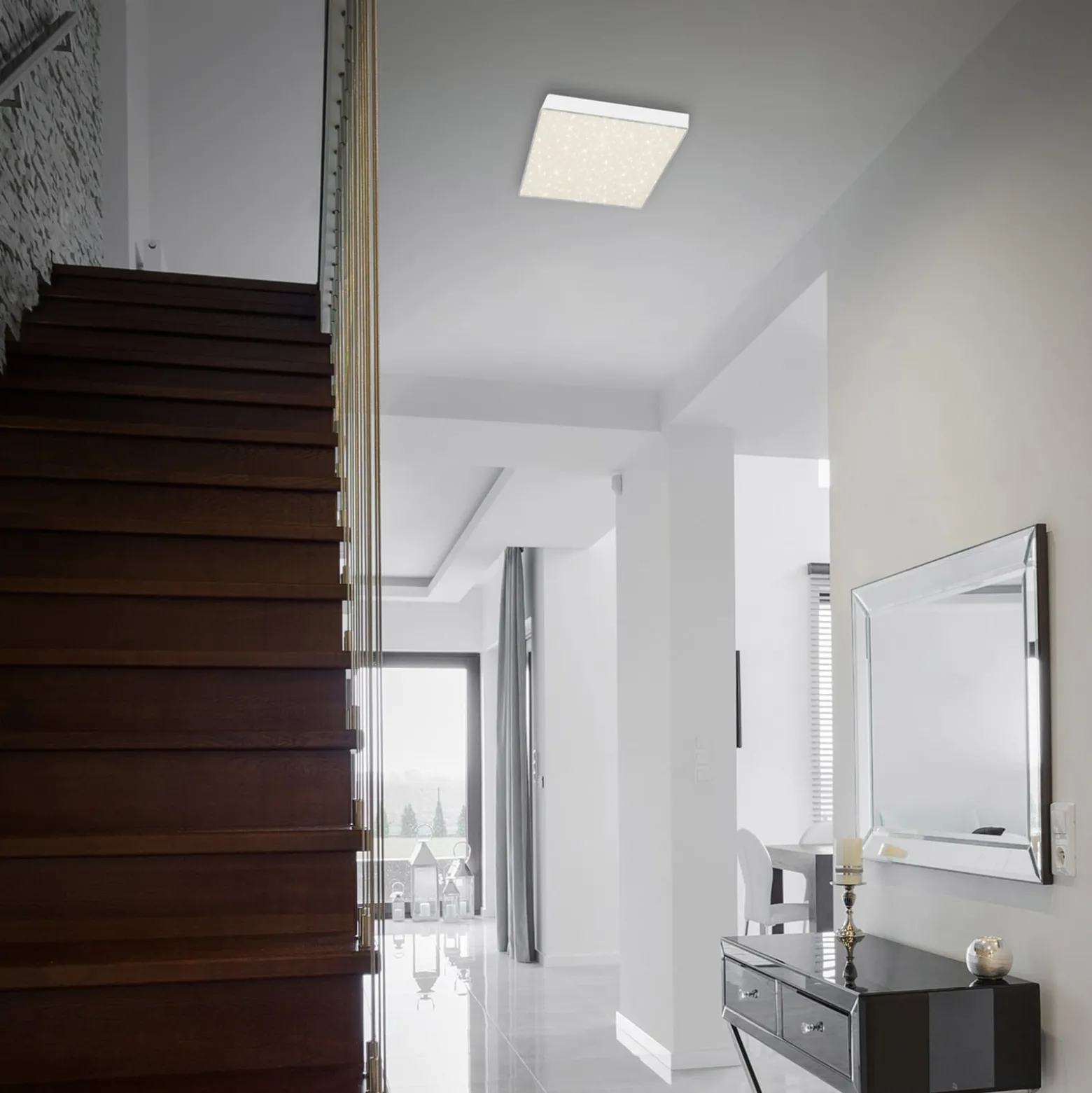 LED-Deckenlampe Flame Star, 21,2 x 21,2 cm weiß