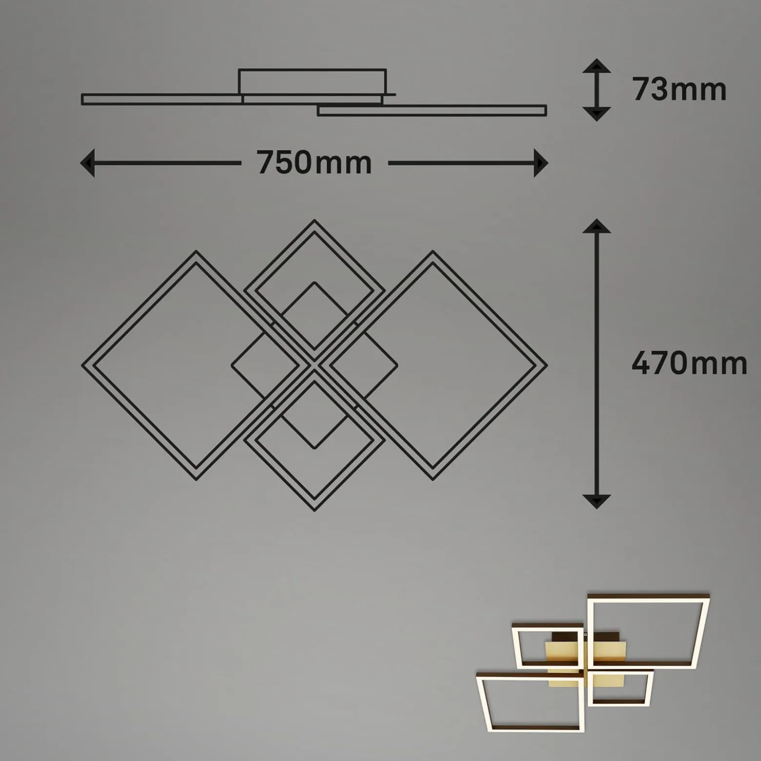 LED-Deckenlampe Frame, gold, dimmbar, 4-flammig
