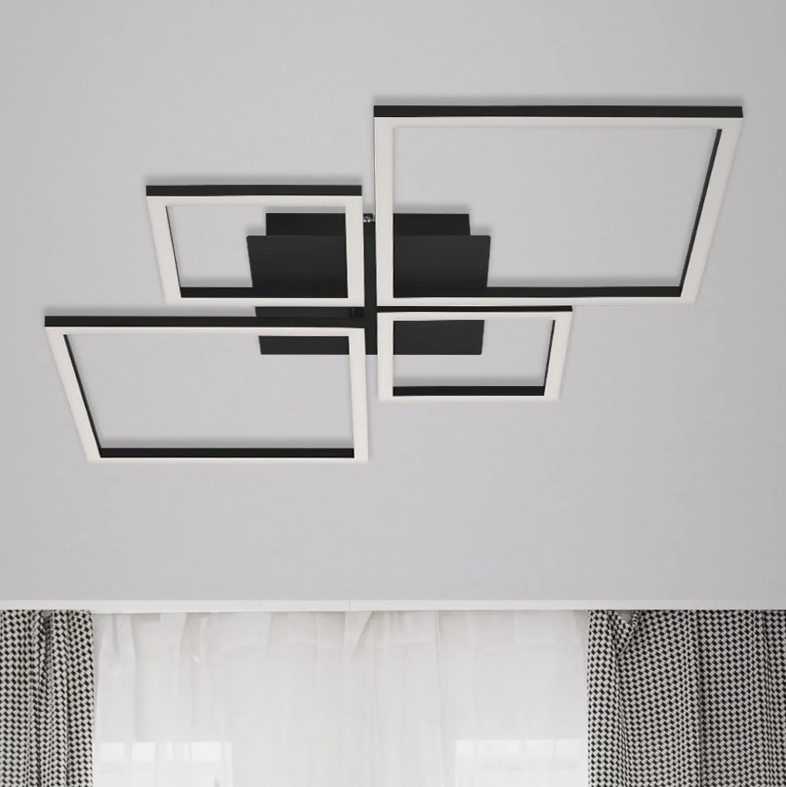LED-Deckenlampe Frame, Step dim, 4-flammig schwarz