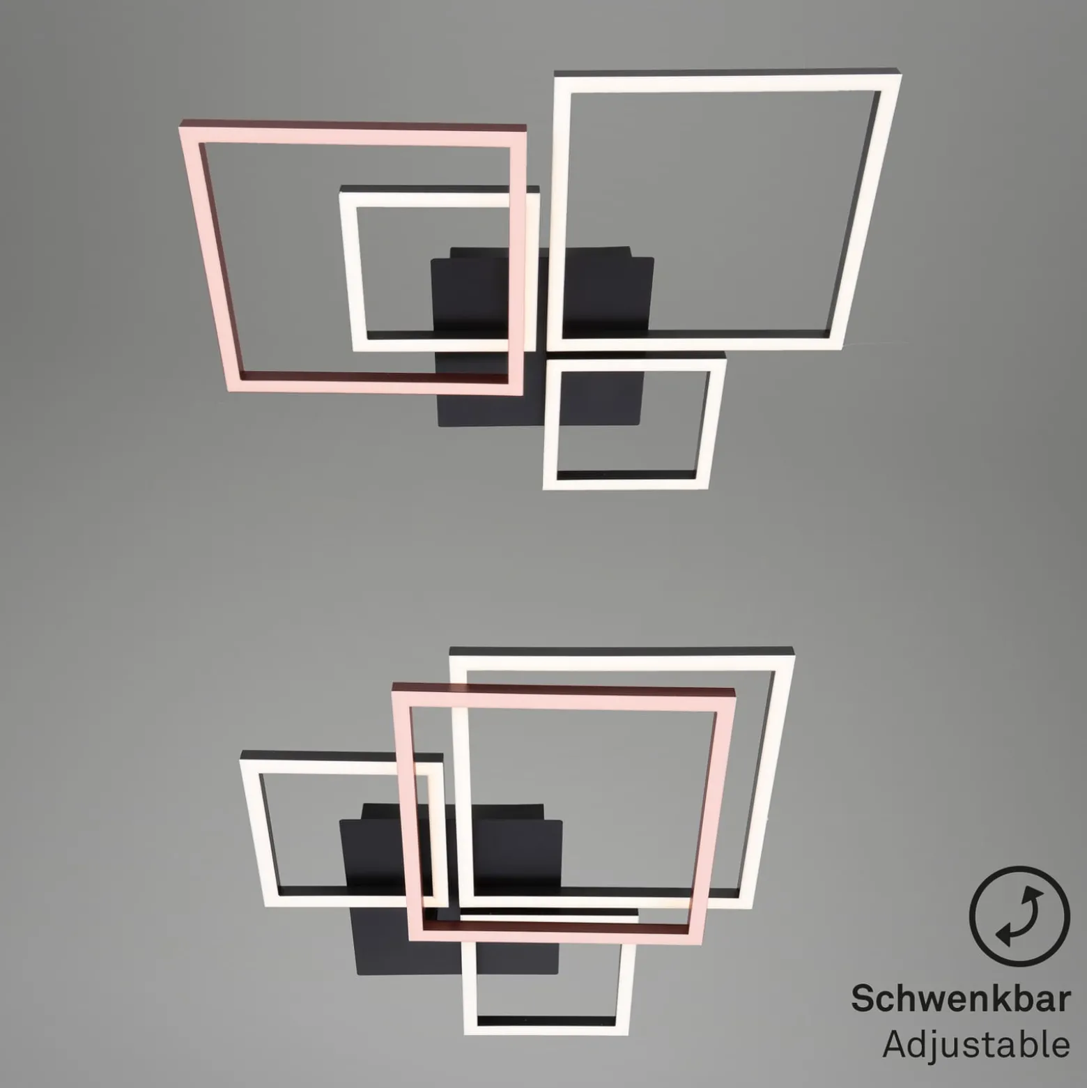 LED-Deckenlampe Frame, Step dim, 4-flammig schwarz
