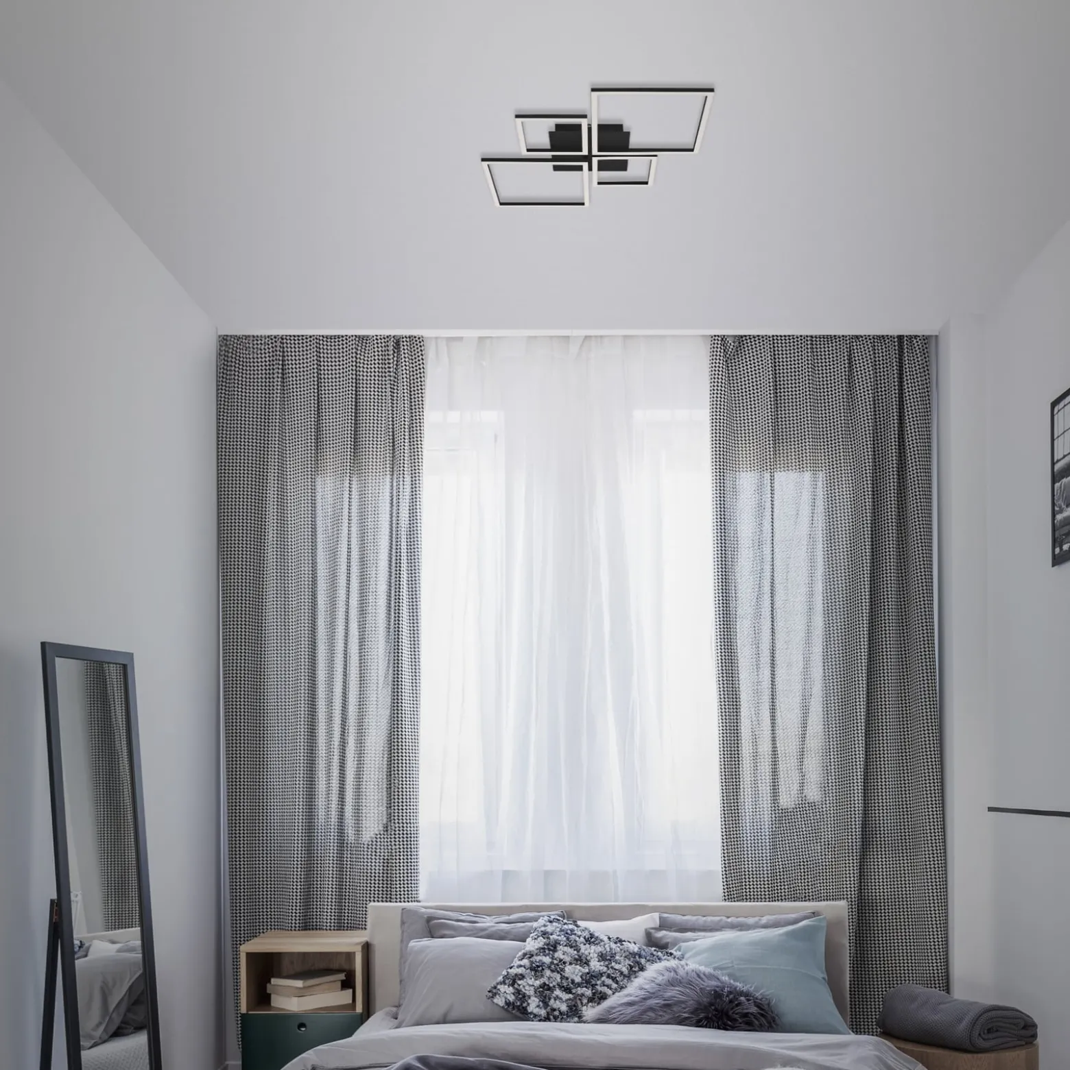 LED-Deckenlampe Frame, Step dim, 4-flammig schwarz