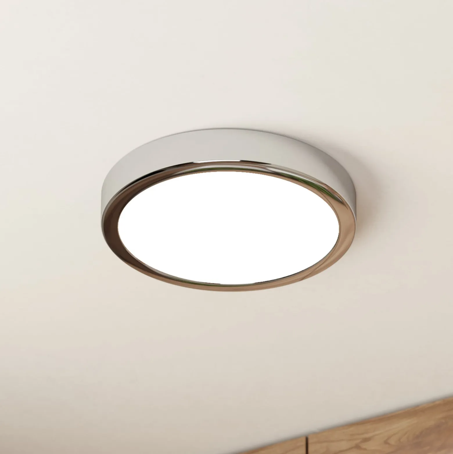 LED-Deckenlampe Fueva 5 IP44 3000K chrom Ø21cm
