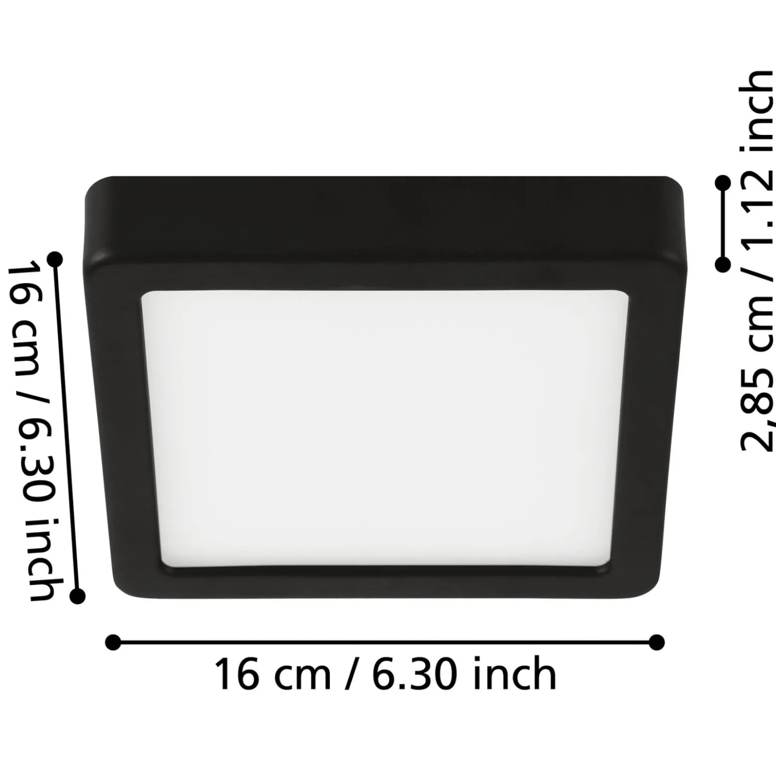 LED-Deckenlampe Fueva 5 IP44 3000K schwarz 16x16cm
