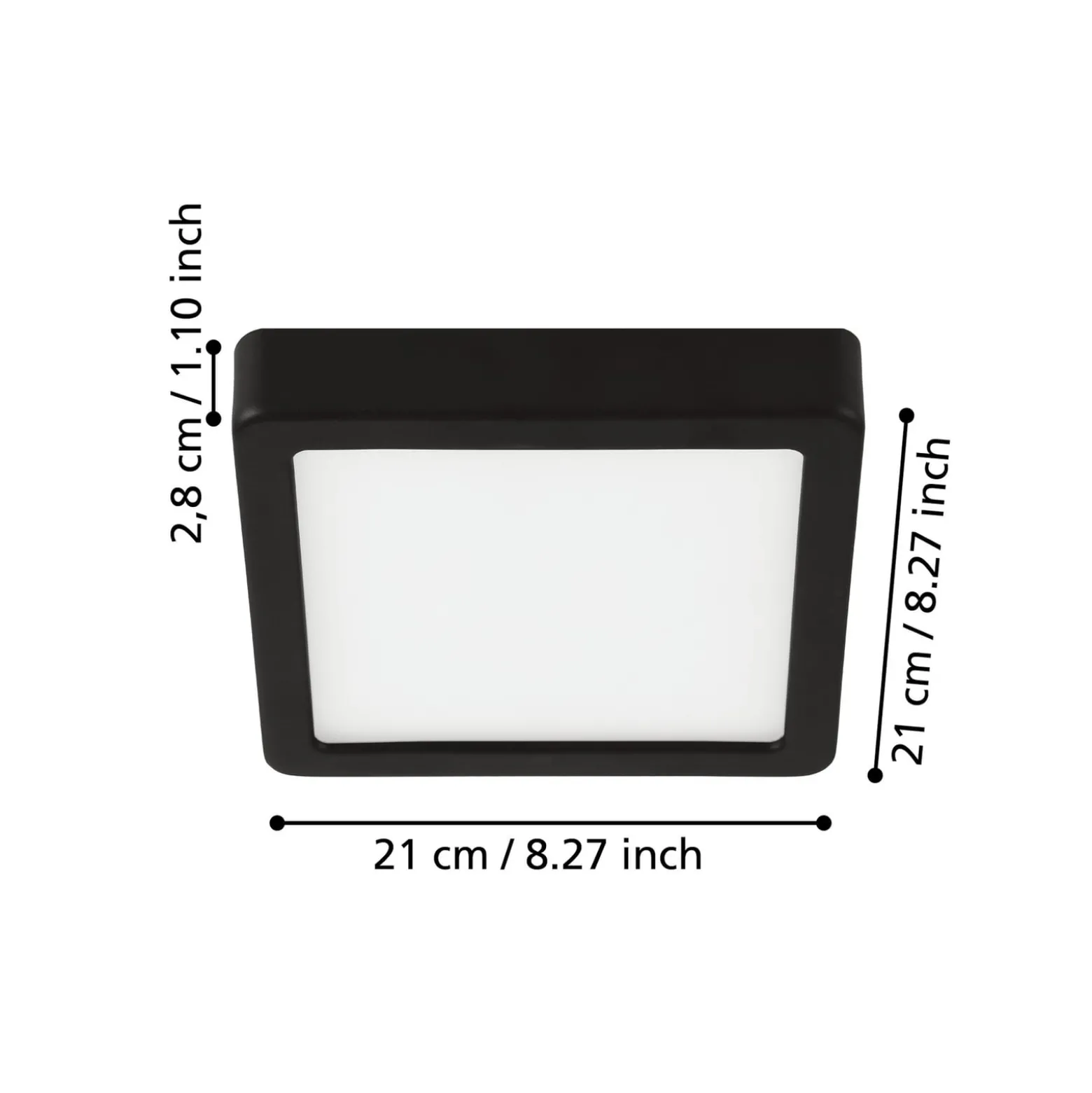 LED-Deckenlampe Fueva 5, IP20 schwarz 21x21cm