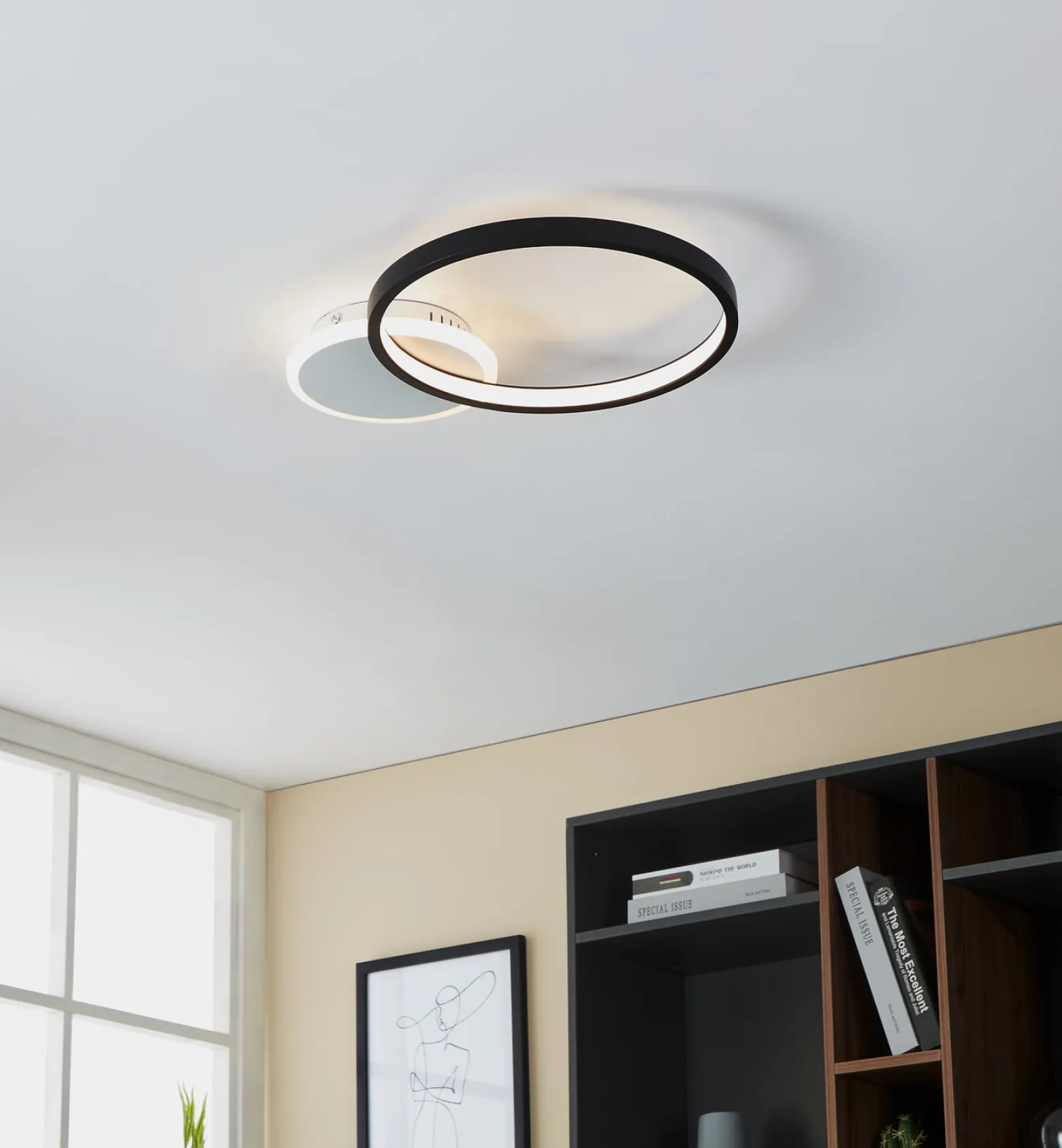 LED-Deckenlampe Gafares, schwarz Alu 41 cm Fernbedienung CCT