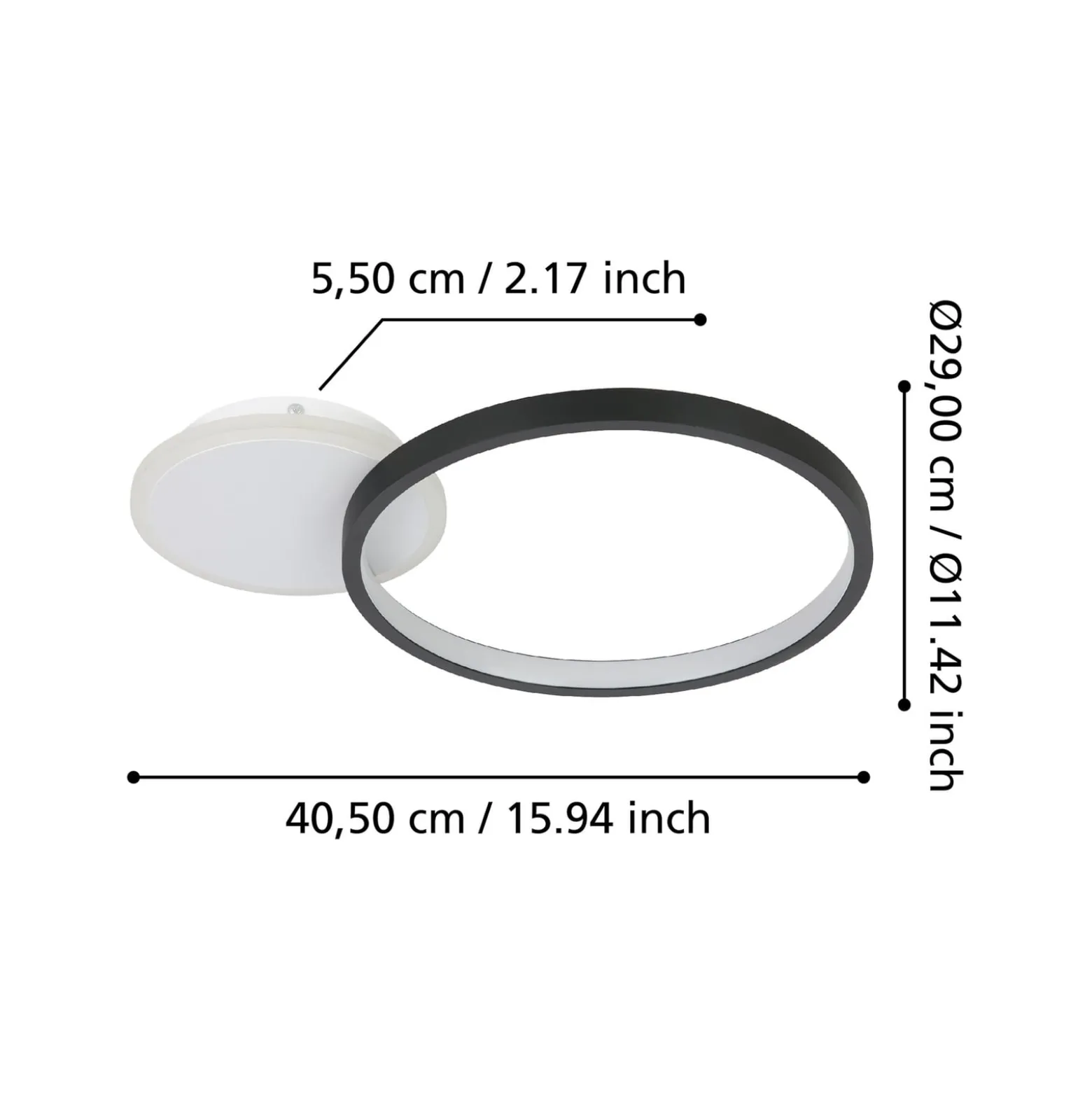 LED-Deckenlampe Gafares, schwarz Alu 41 cm Fernbedienung CCT