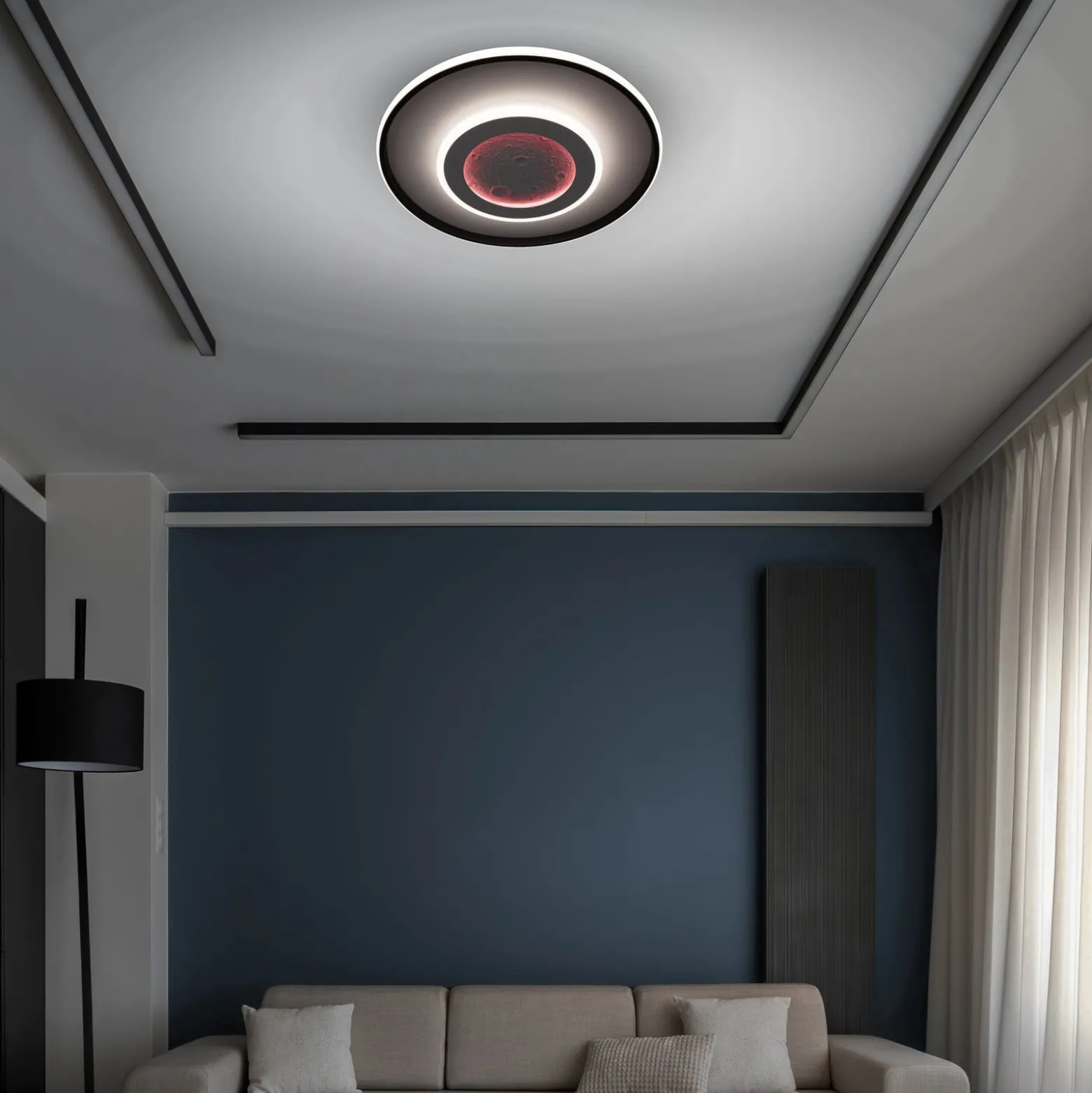 LED-Deckenlampe Livana, weiß/schwarz, Ø 50 cm, CCT, dimmbar