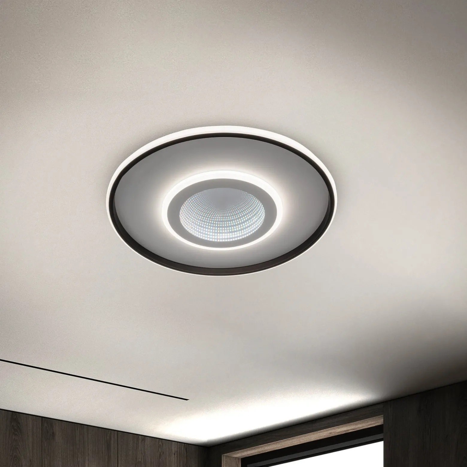 LED-Deckenlampe Redona, weiß/schwarz, Ø 50 cm, CCT, 3D
