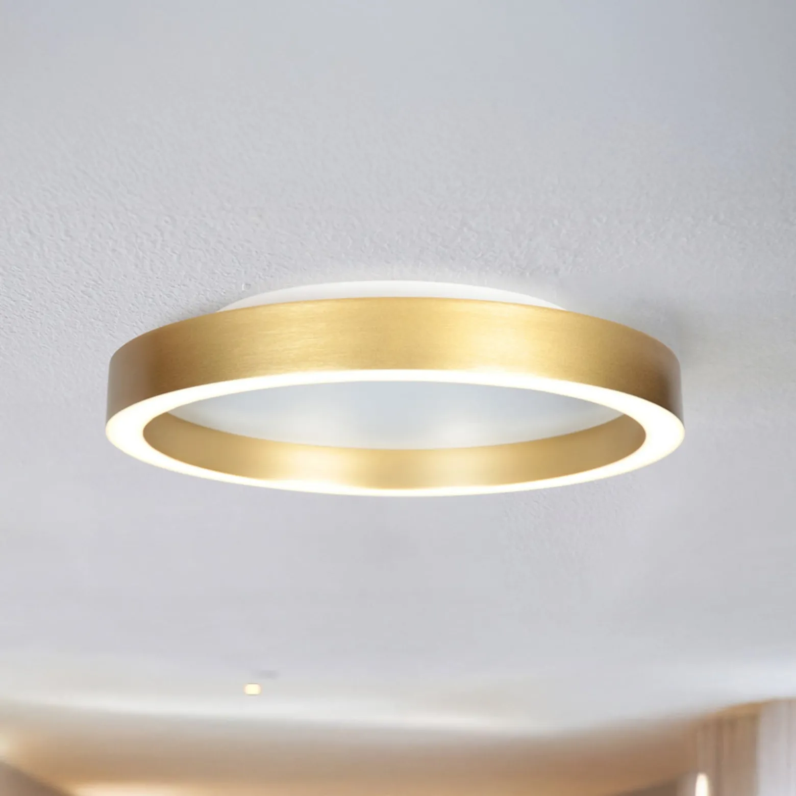 LED-Deckenlampe Ringlux goldfarben, Ø 40 cm, Metall, 2.700 K