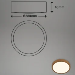 LED-Deckenlampe Runa Wood Holzoptik 3.000 K Ø28cm