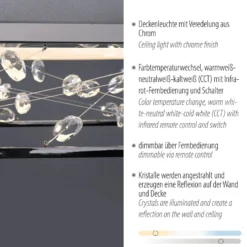 LED-Deckenlampe SKINA, chrom, 40 cm, CCT, dim, Fernbedienung