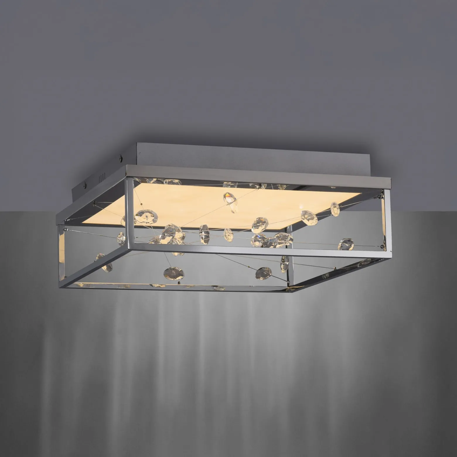 LED-Deckenlampe SKINA, chrom, 40 cm, CCT, dim, Fernbedienung