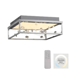 LED-Deckenlampe SKINA, chrom, 40 cm, CCT, dim, Fernbedienung