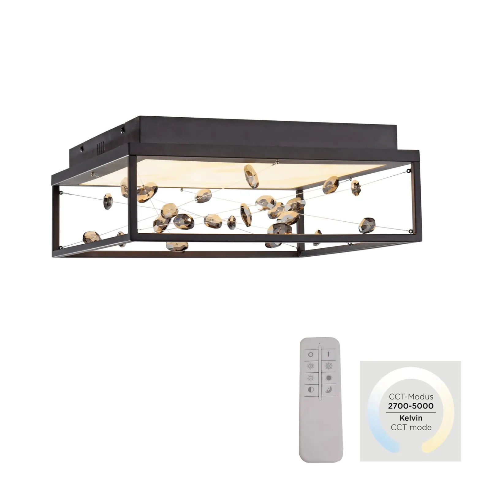 LED-Deckenlampe SKINA, schwarz, 40 cm, CCT dim Fernbedienung