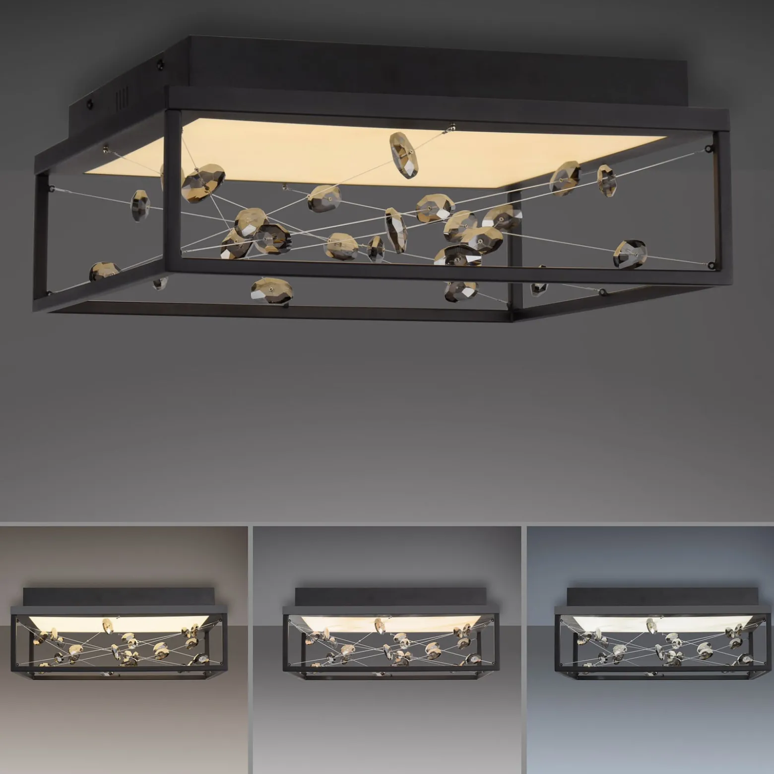 LED-Deckenlampe SKINA, schwarz, 40 cm, CCT dim Fernbedienung
