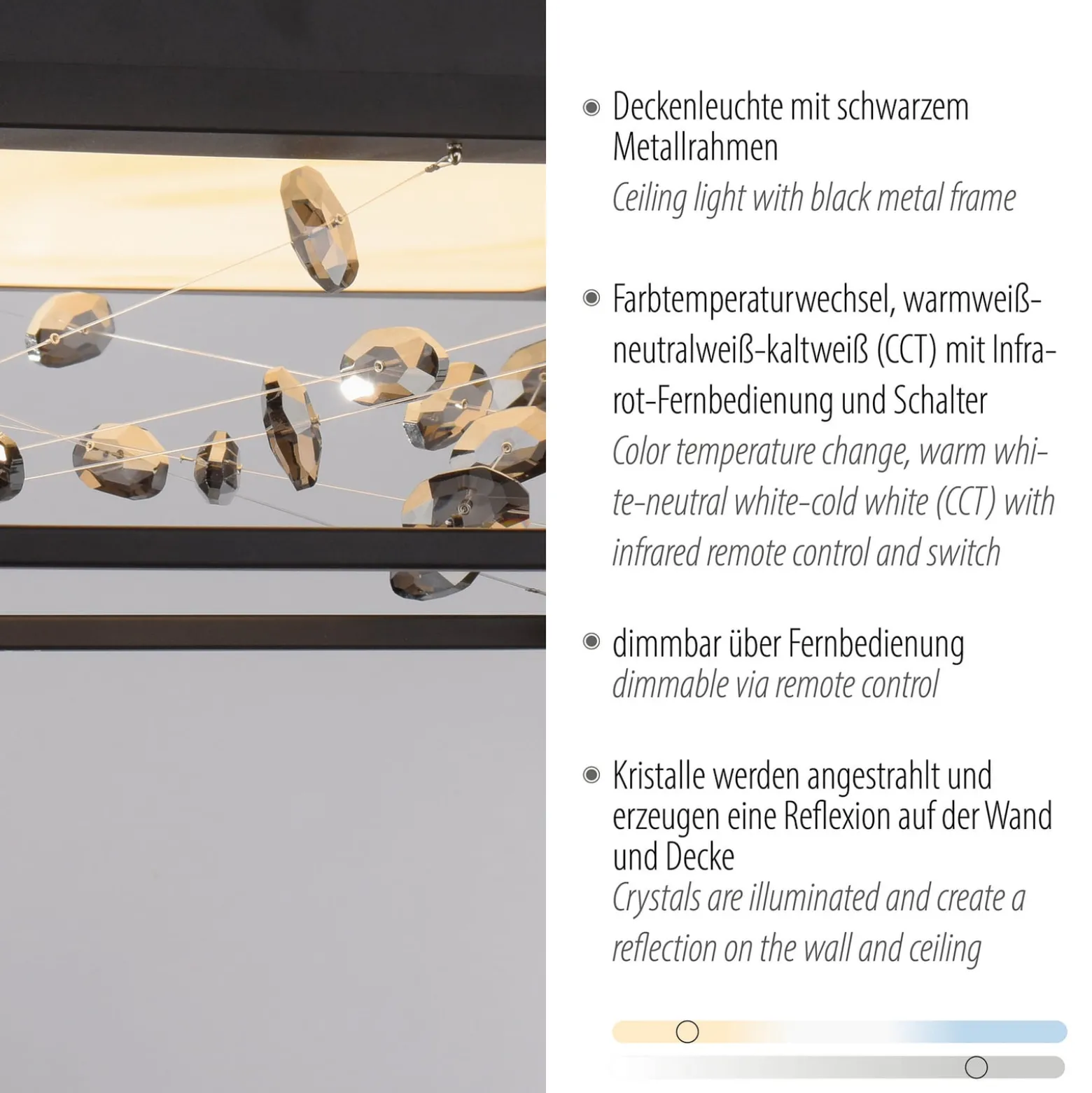 LED-Deckenlampe SKINA, schwarz, 40 cm, CCT dim Fernbedienung