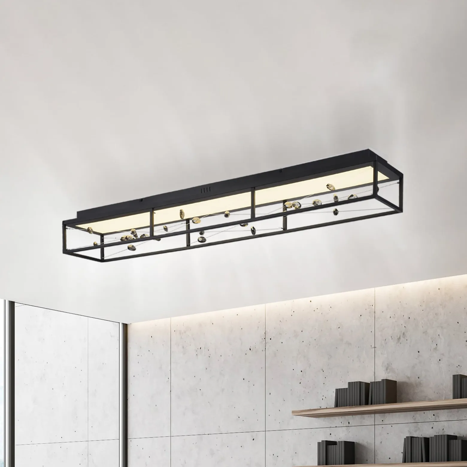 LED-Deckenlampe SKINA, schwarz, 112 cm CCT dim Fernbedienung