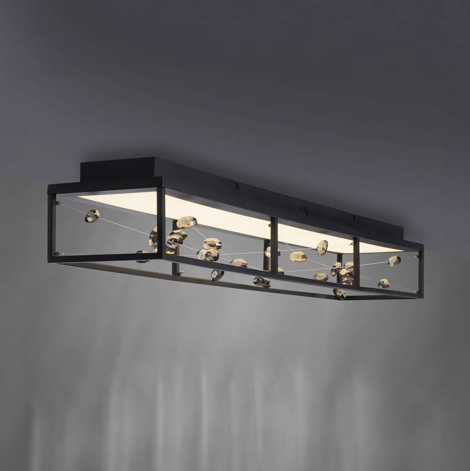 LED-Deckenlampe SKINA, schwarz, 112 cm CCT dim Fernbedienung