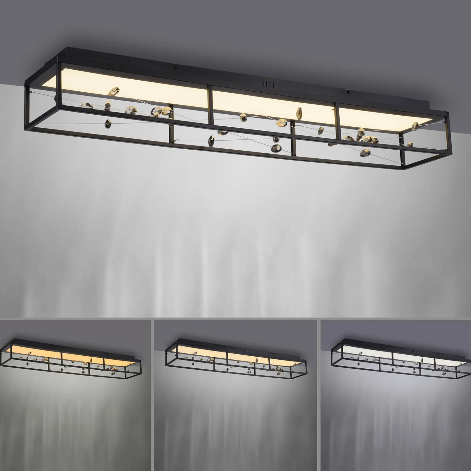 LED-Deckenlampe SKINA, schwarz, 112 cm CCT dim Fernbedienung