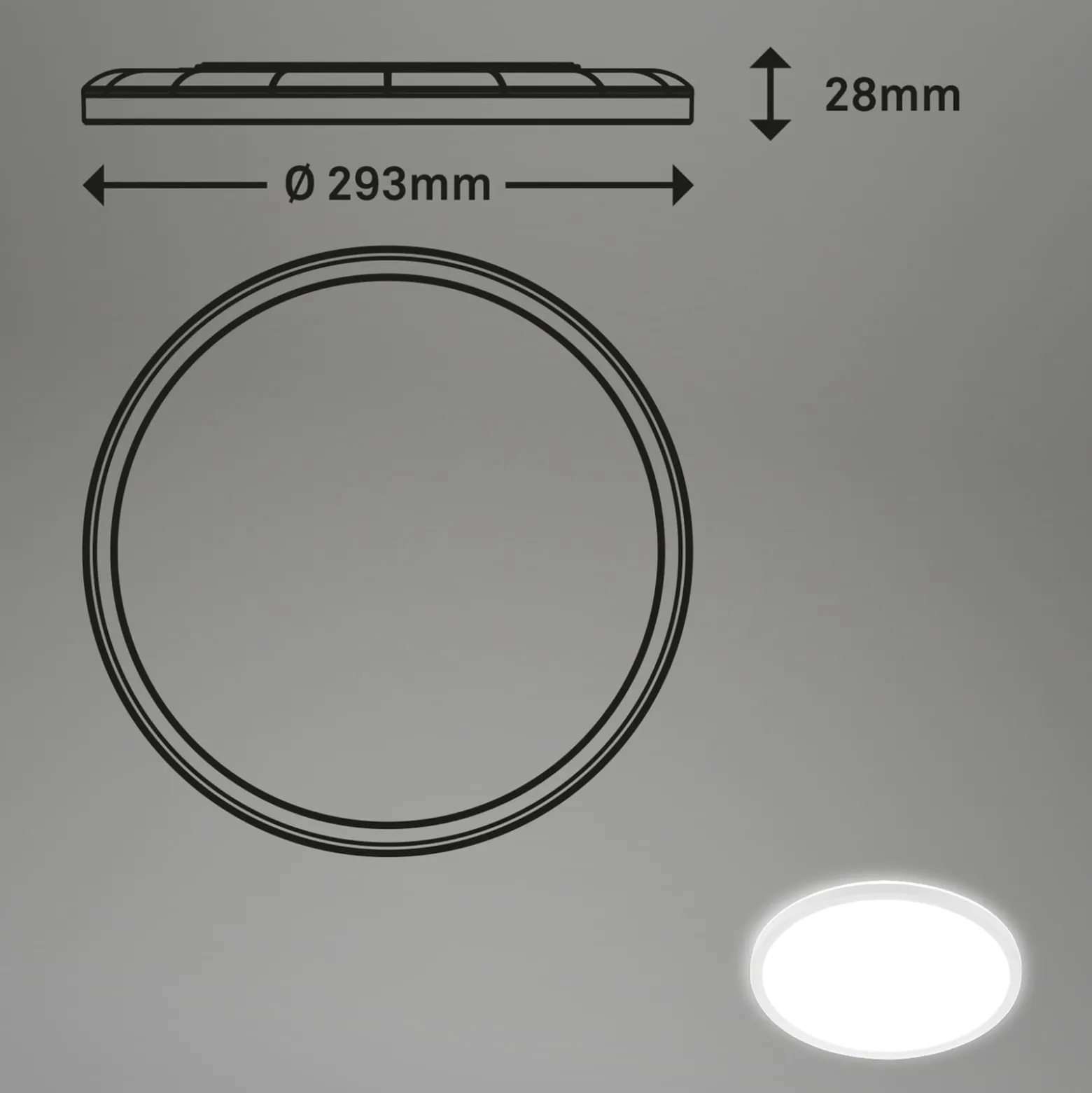 LED-Deckenlampe Slim, rund, 29,3cm