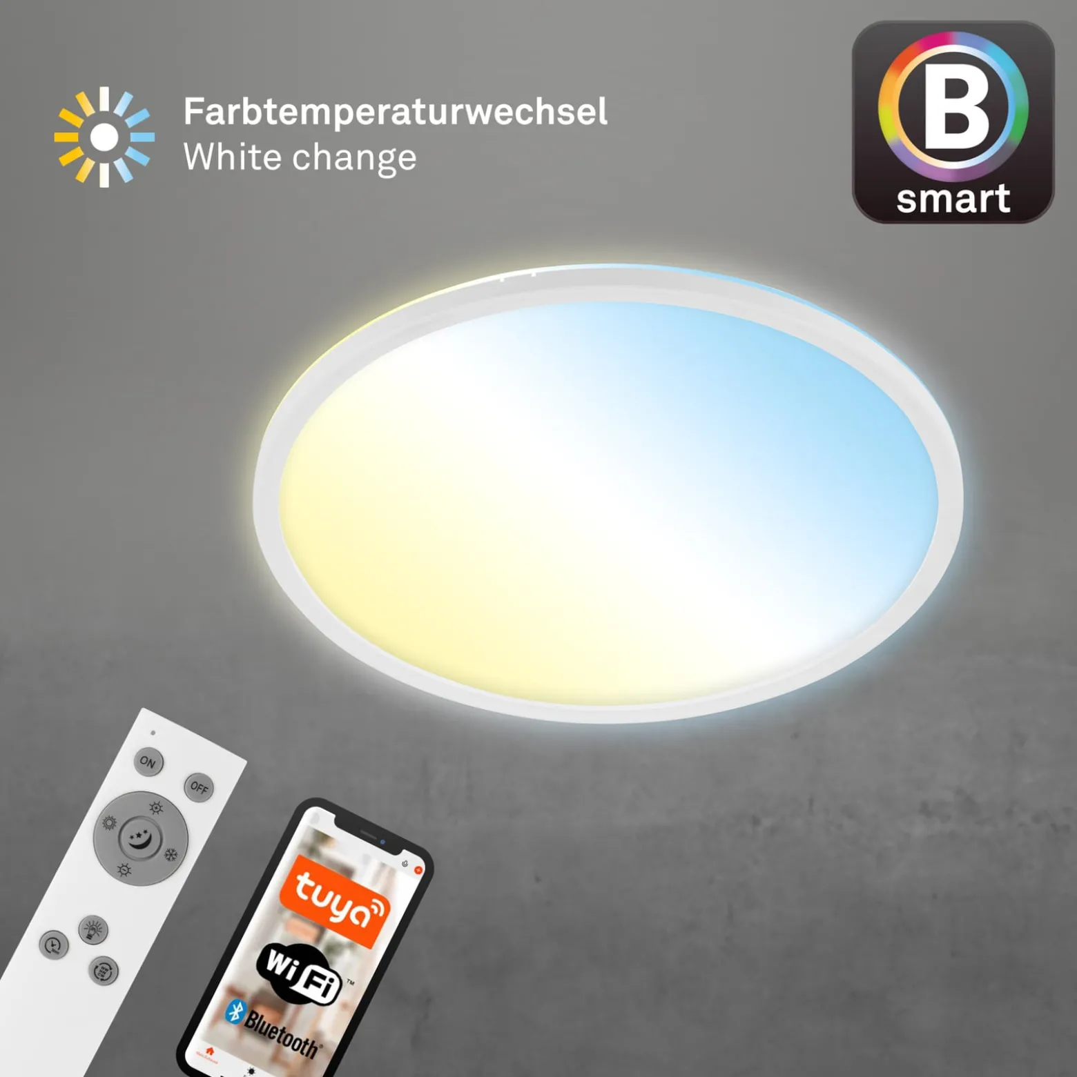 LED-Deckenlampe Slim S dimmbar CCT weiß Ø 45 cm