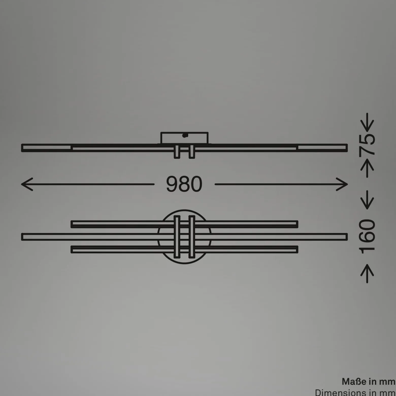 LED-Deckenlampe Tinka, hellgrau/braun, Länge 98 cm