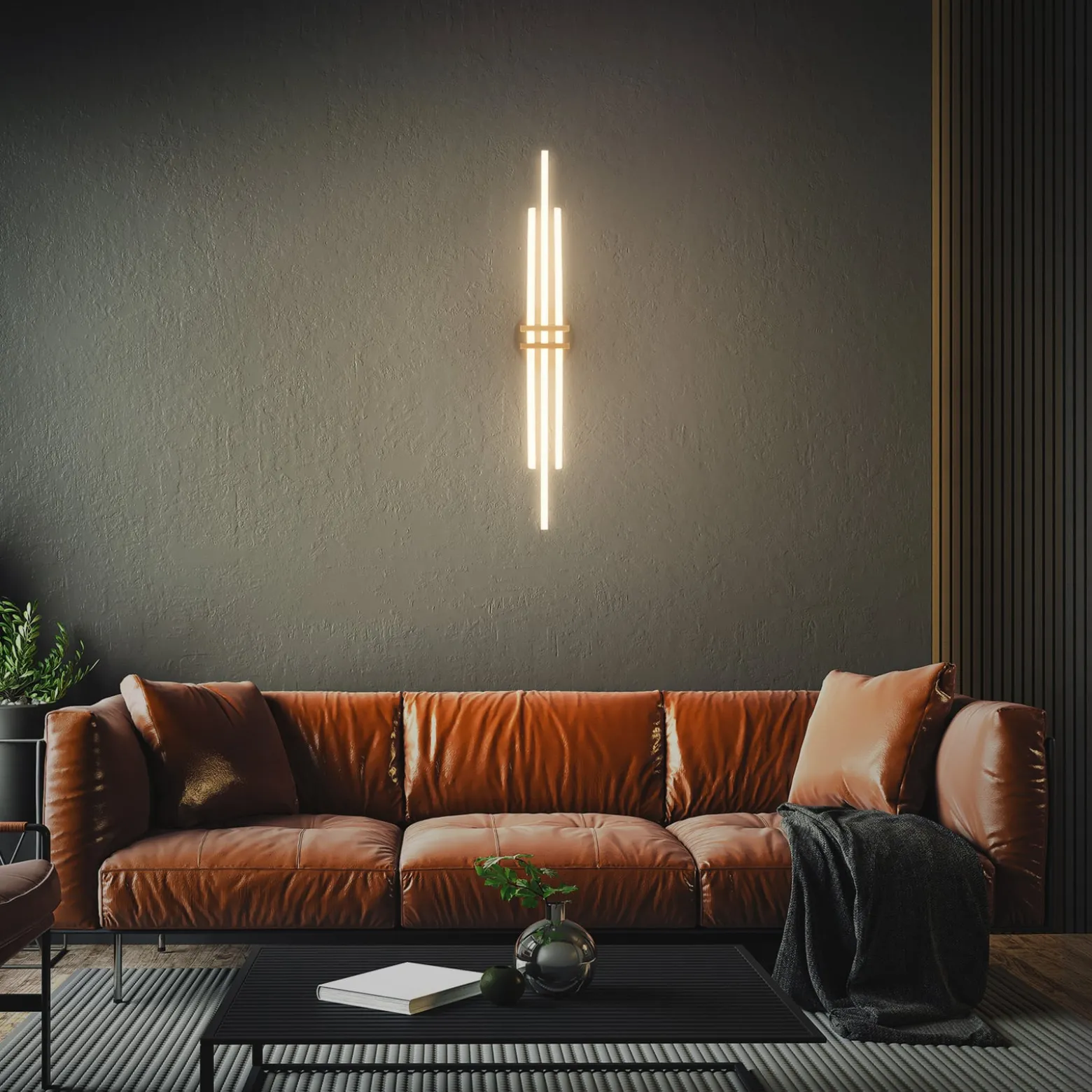 LED-Deckenlampe Tinka, holzfarben/schwarz, Länge 98 cm