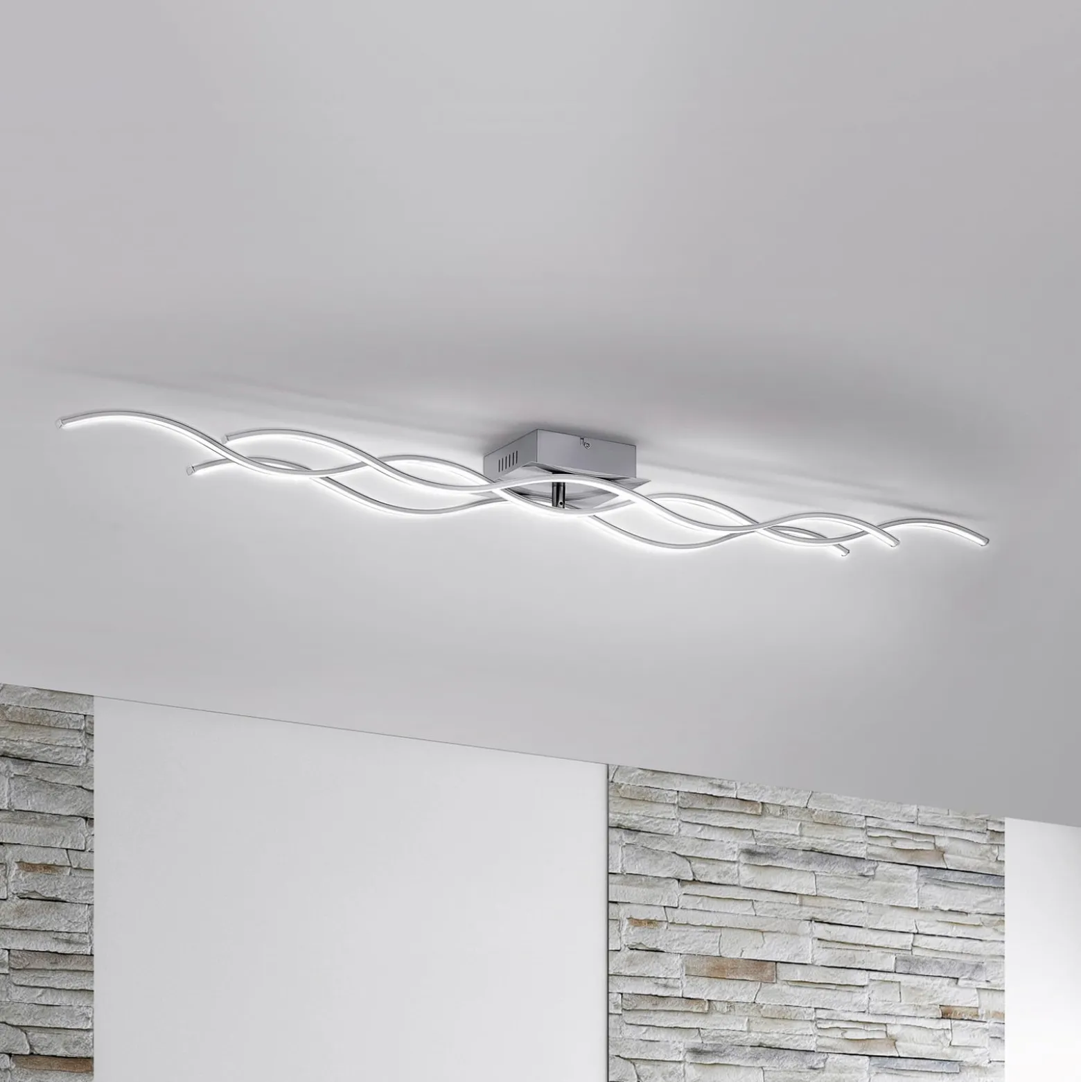LED-Deckenlampe Wave 3.000K 139,5x16cm stahl