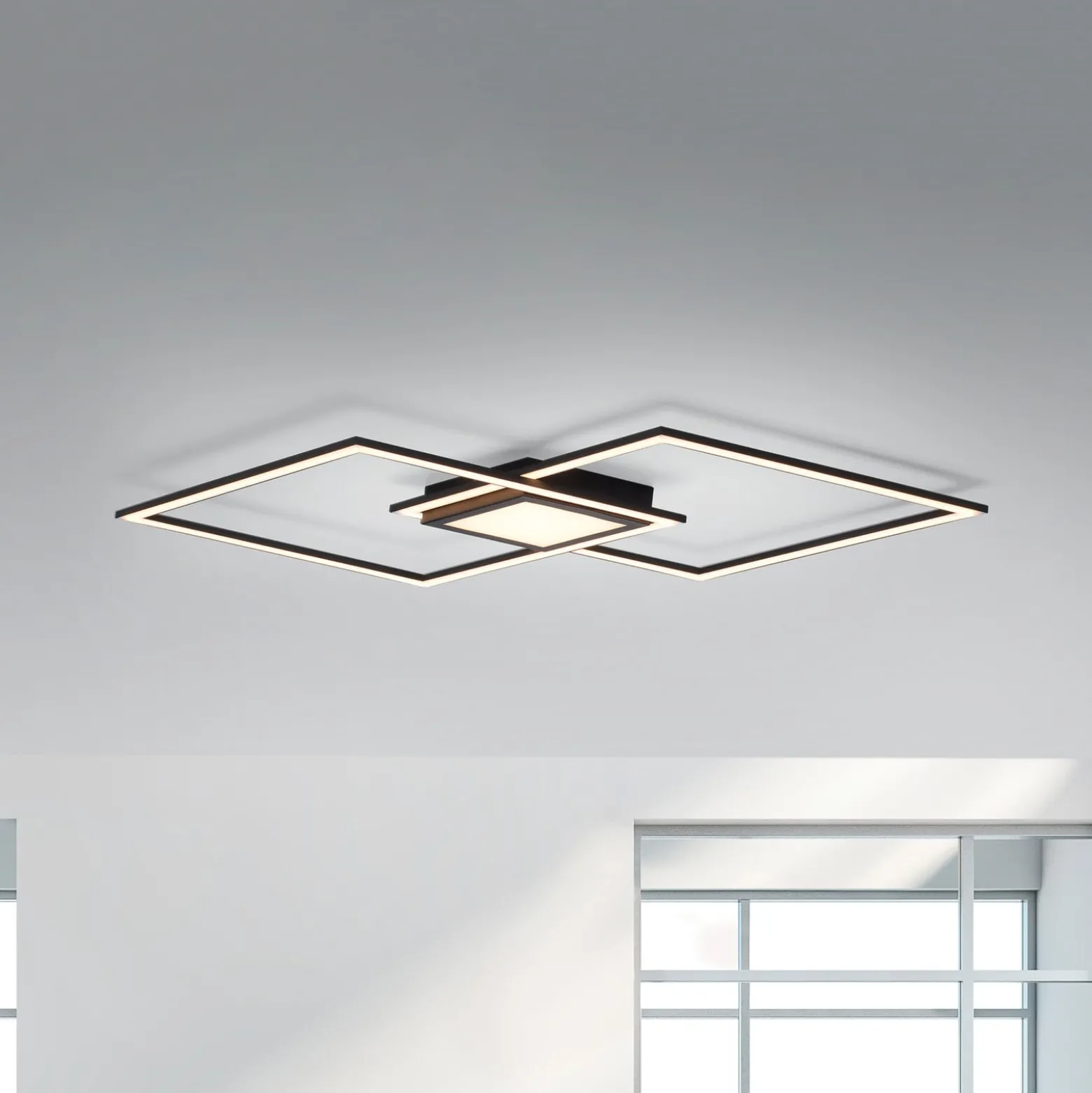 LED-Deckenleuchte Asmin, CCT, schwarz, 106x37cm