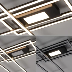 LED-Deckenleuchte Asmin, CCT, schwarz, 98,9x69,4cm
