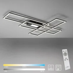 LED-Deckenleuchte Asmin, CCT, schwarz, 98,9x69,4cm