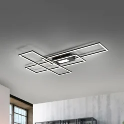 LED-Deckenleuchte Asmin, CCT, schwarz, 98,9x69,4cm