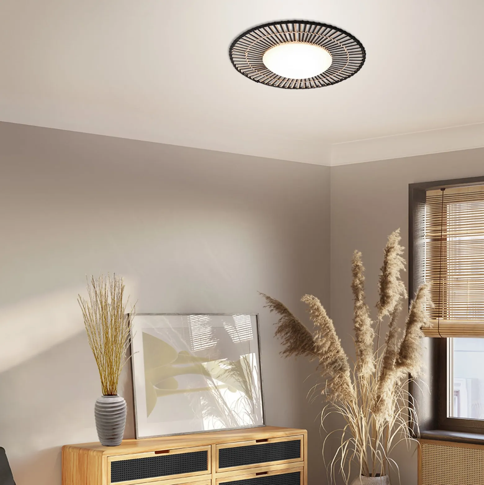 LED-Deckenleuchte Aura, Bambus