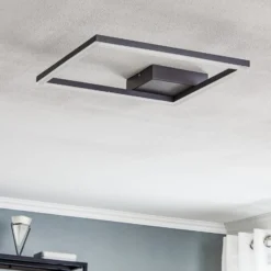 LED-Deckenleuchte Bard, 42x42 cm, anthrazit