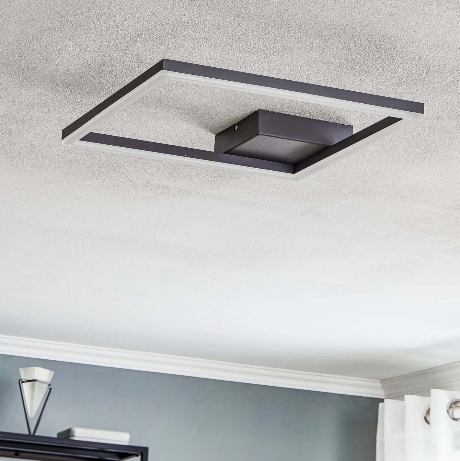 LED-Deckenleuchte Bard, 42x42 cm, anthrazit