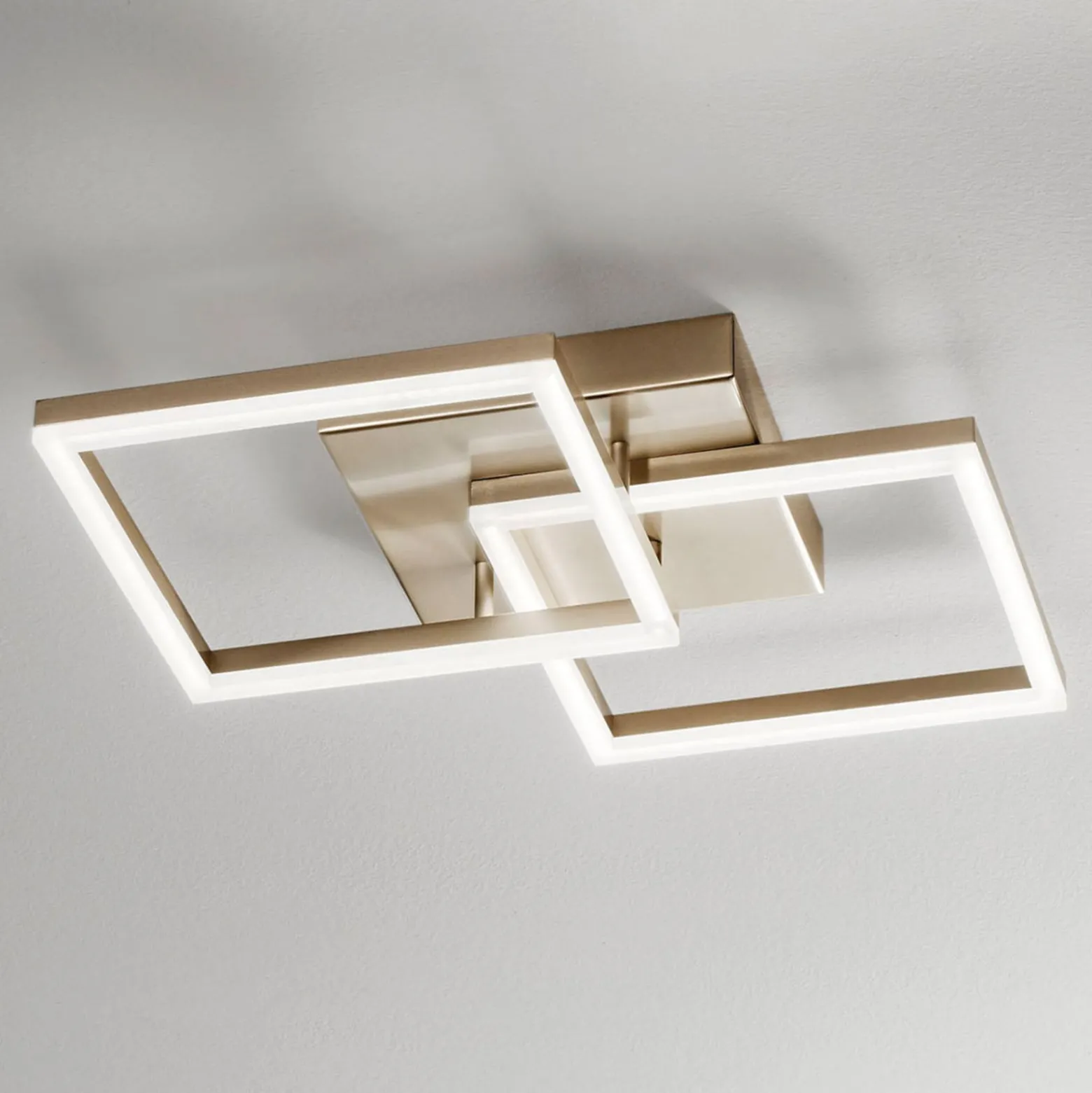 LED-Deckenleuchte Bard, 45x45cm, Mattgold-Finish