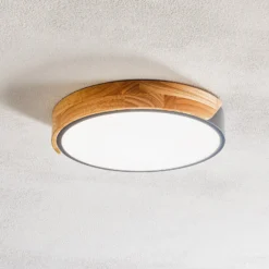 LED-Deckenleuchte Borneo mit Holz-Rahmen