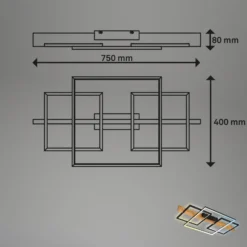 LED-Deckenleuchte Cadre, CCT, 75cm, schwarz, Holz