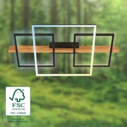 LED-Deckenleuchte Cadre, CCT, 75cm, schwarz, Holz
