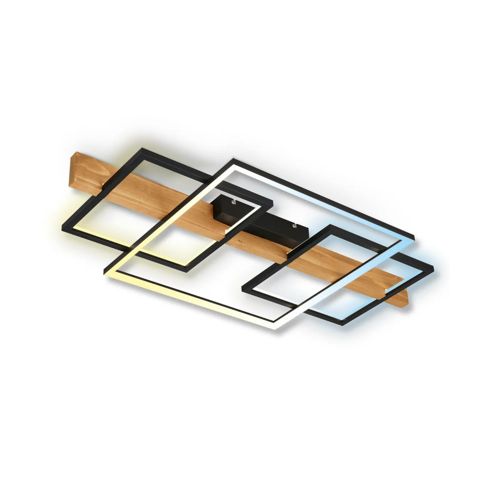 LED-Deckenleuchte Cadre, CCT, 75cm, schwarz, Holz