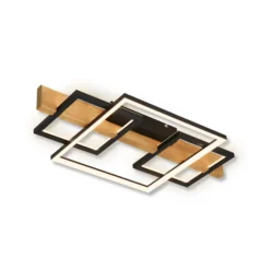 LED-Deckenleuchte Cadre, 3000K, 55cm, schwarz, Holz