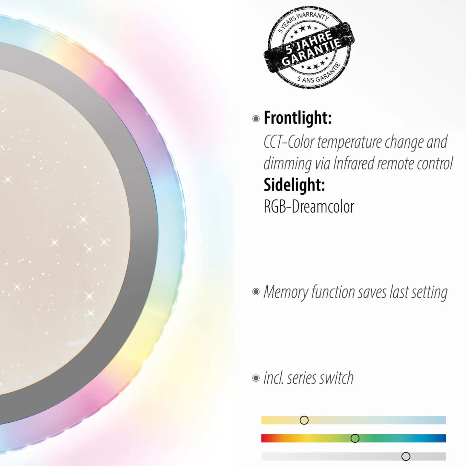 LED-Deckenleuchte Cyba Sterne CCT RGB-Sidelight