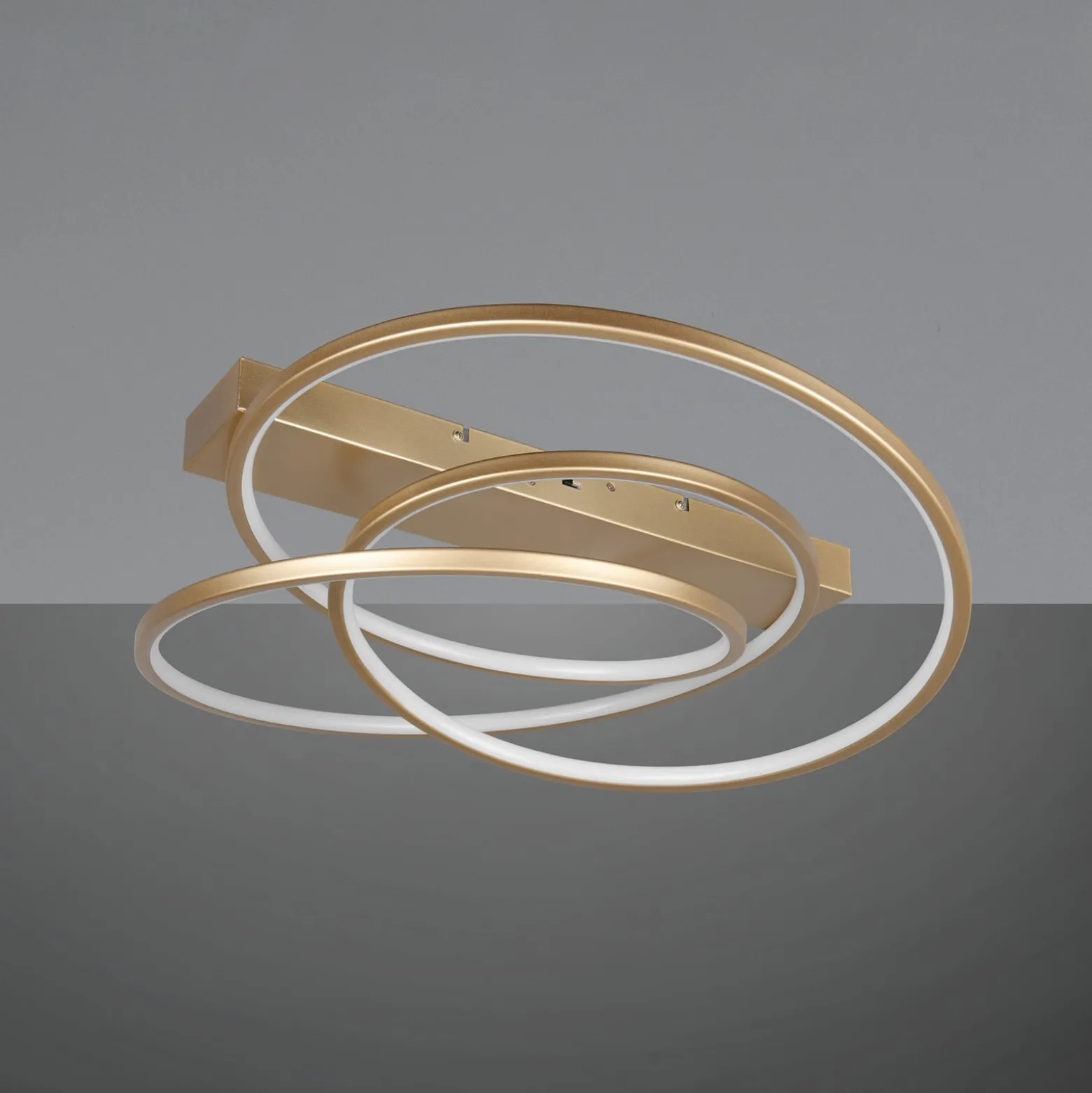 LED-Deckenleuchte Darvin, goldfarben, Metall, Kunststoff CCT