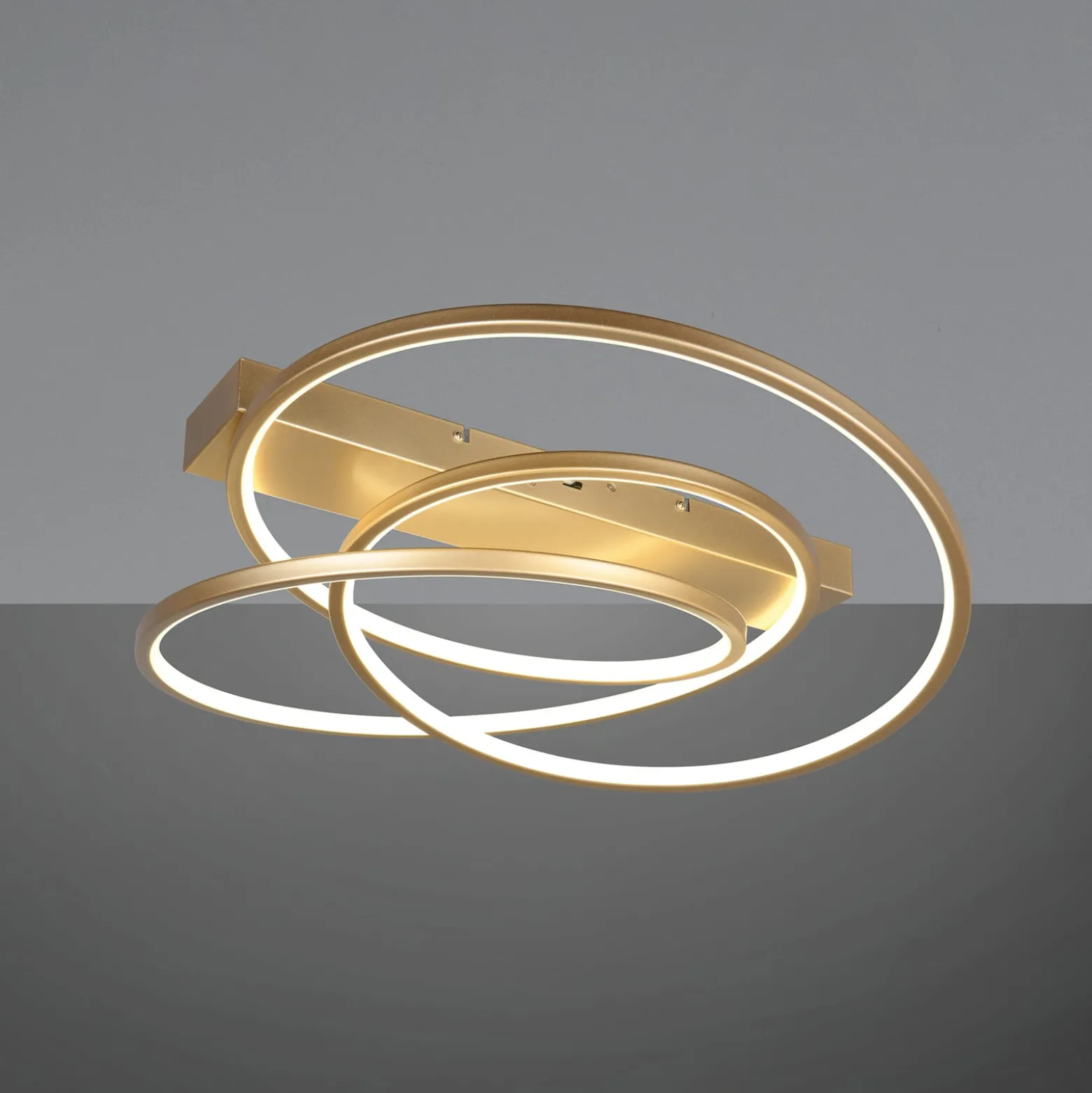 LED-Deckenleuchte Darvin, goldfarben, Metall, Kunststoff CCT