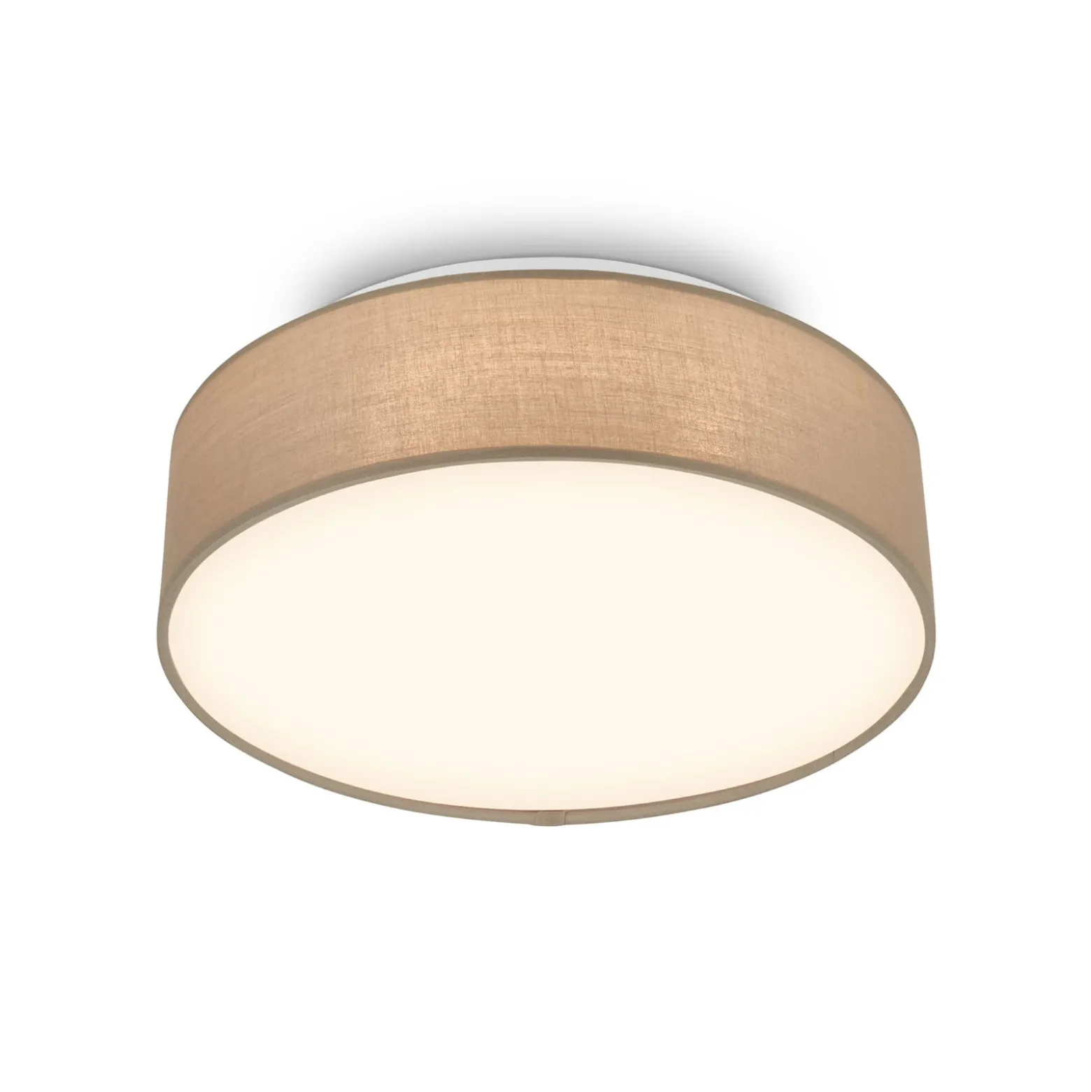 LED-Deckenleuchte Duck, taupe, Ø 30 cm, Textil, 3000K