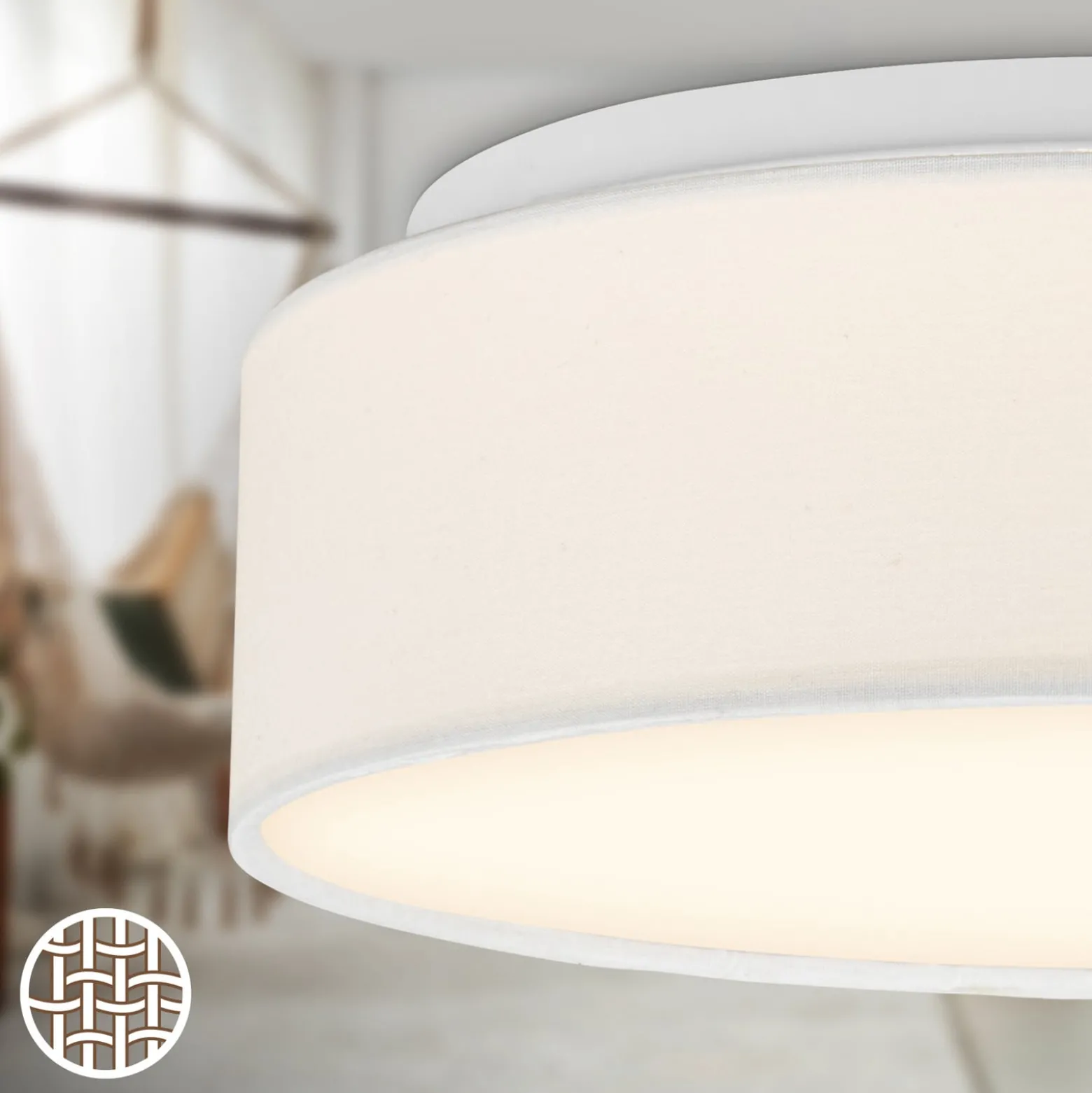 LED-Deckenleuchte Duck, weiß, Ø 30 cm, Textil, 3000K