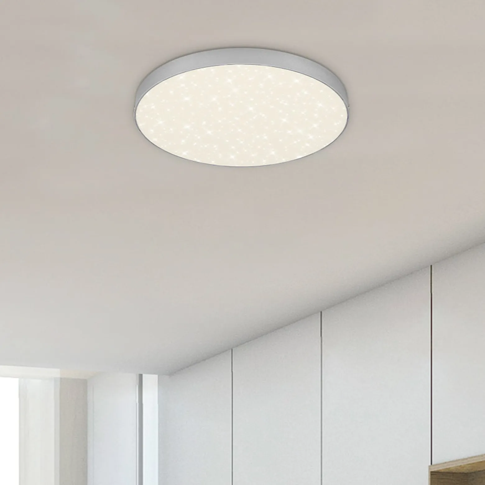 LED-Deckenleuchte Flame Star, Ø 28,7 cm, silber