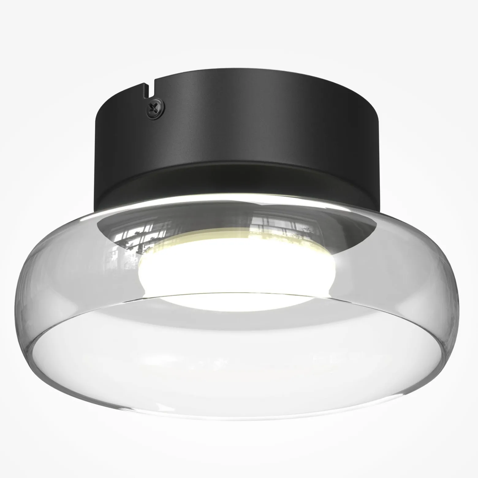 LED-Deckenleuchte FLOAT, klar/schwarz, Ø 20 cm, Glas/Metall