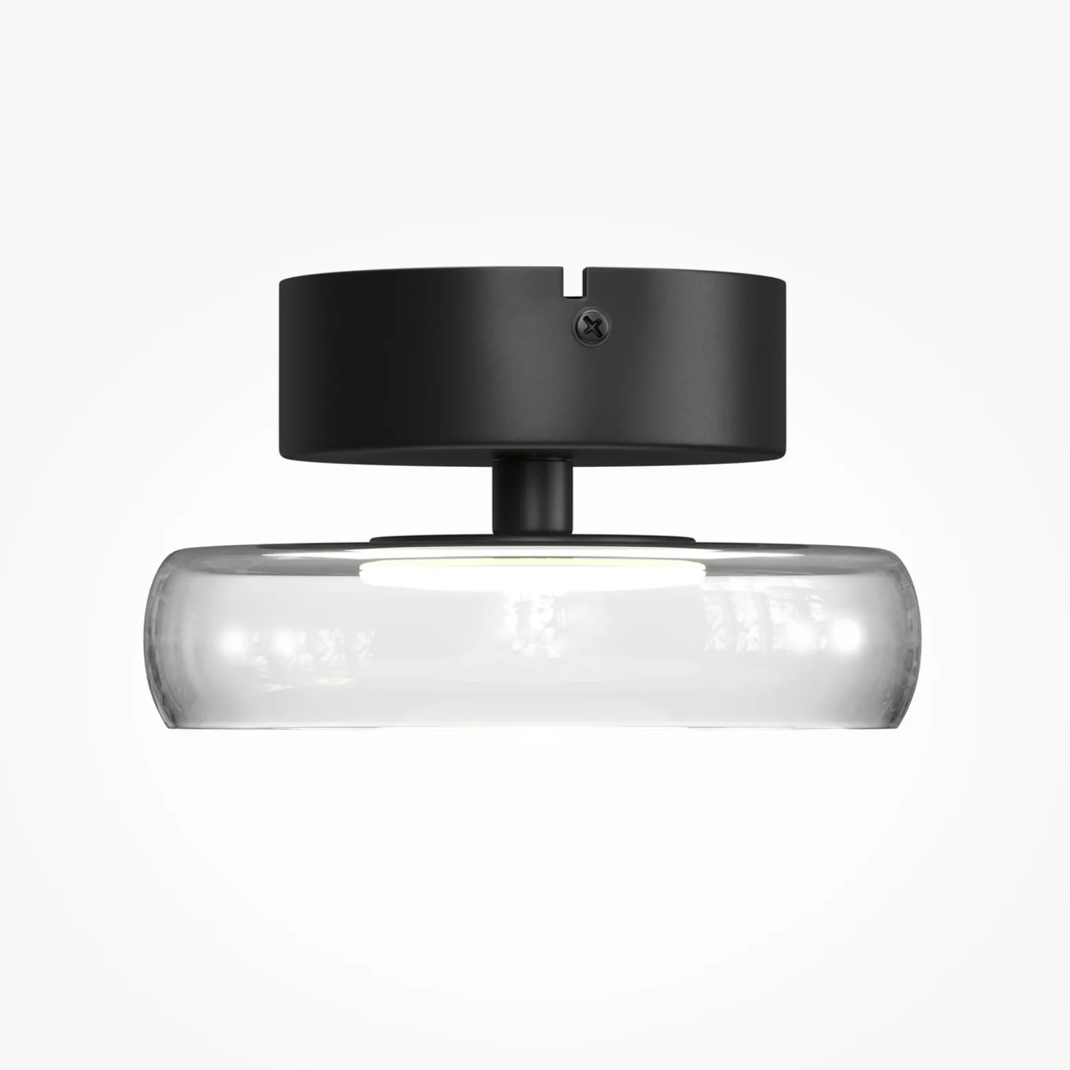 LED-Deckenleuchte FLOAT, klar/schwarz, Ø 20 cm, Glas/Metall
