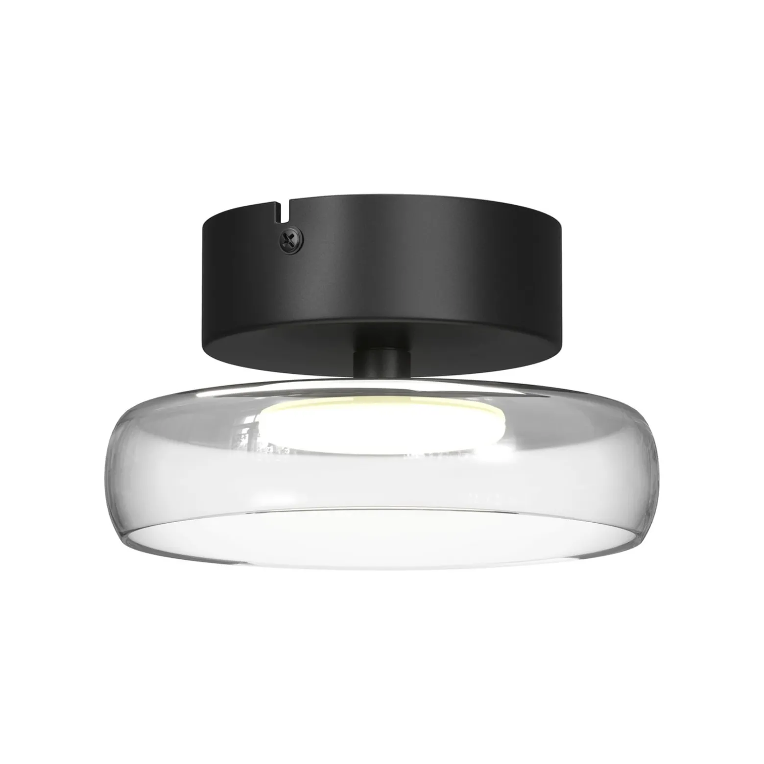 LED-Deckenleuchte FLOAT, klar/schwarz, Ø 20 cm, Glas/Metall